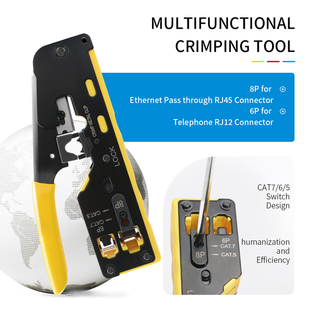 Ethernet RJ45 Crimp Plier Tool for CAT5/CAT5e/CAT6/CAT7 Hand Pliers