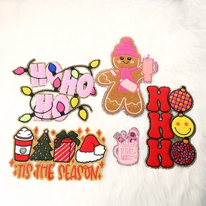 Nuevo diseño Venta al por mayor Chenille Parches Prensa de calor Feliz Navidad Lentejuelas Parches Alfabeto - Product Image 2