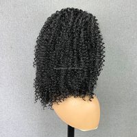 Perruque Afro Kinky Curl 3-en-1 synthétique courte résistante à la chaleur, prête à porter, avec cordon de serrage, clips sans couture, sans colle, pour femmes noires
