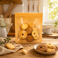 Sac en papier kraft auto-adhésif de qualité alimentaire avec logo personnalisé et grande fenêtre, pochette d'emballage alimentaire pour boulangerie, biscuits et pain