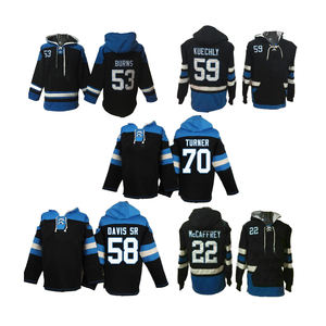 Cousu sur mesure 1 <span class=keywords><strong>Newton</strong></span> 22 McCaffrey 53 Burns 58 Davis 59 Kuechly Carolina American Football Lace-Up Pullover Jersey Hoodie - Product Image 1