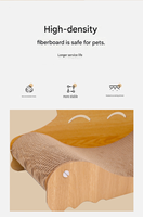 Grande griffoire pour chat en carton, type chaise longue et canapé ondulé, lit réversible avec panneaux latéraux en forme de tête de chat mignonne
