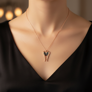 Angel <b>Black</b> Zircon <b>Wings</b> Design Turkish Wholesale Handmade 925 Silver Sterling Rose Gold Necklace - Product Image 3