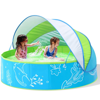 Piscine portable en PVC de 47 pouces et tente de plage pour jeux aquatiques en extérieur avec auvent, écologique et durable pour enfants et adultes