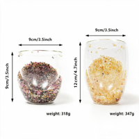 Gobelet en verre à double paroi avec gravier de cristal naturel et éclats de quartz énergétiques pour la décoration de la maison et du bureau, vente en gros