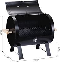 Barbecue au charbon de bois moderne et haut de gamme, mini fumoir avec structure en fer et acier, foyer latéral, portable pour l'extérieur