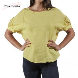 Blusa Corta Informal para Mujer, Estampado Sólido, Sin Mangas, Talla Grande, Color Puro, Camisa de Verano a la Moda, 100% Lino Transpirable - Product Image 1
