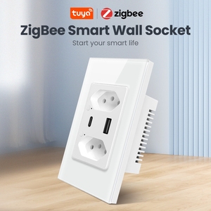 Enchufe de Pared Inteligente Wifi/Zigbee Brasileño de 16A con USB/Tipo C, Tomas de Corriente con Control Individual, <span class=keywords><strong>Cargador</strong></span> Rápido para Tuya Home Alexa - Product Image 3