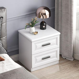 Mesita de noche blanca con 2 cajones, mueble de almacenamiento para dormitorio - Product Image 1