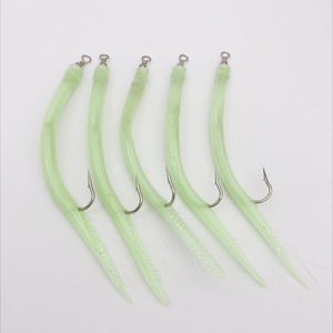 Kit de leurres souples artificiels en forme d'anguille, crochet en acier inoxydable, tube flexible, brille dans le noir, pour la pêche en lac, en rivière et en mer - Product Image 3