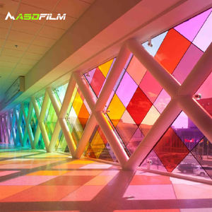 商業ビル ピンク レインボー カラフル ウィンドウフィルム 自己粘着装飾ステッカー オフィス ショッピングモール ガラスティント - Product Image 3