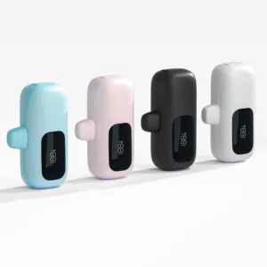 Mini Emergency Rechargeable Tail Plug Power Bank 5000mAh LED Display Portable Pocket Type C-slow Charging For Mobile Phone