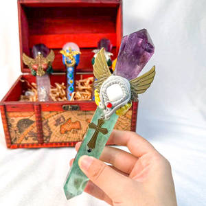 منتج جديد جودة عالية الأحجار الكريمة المنتج الروحي الشفاء الكريستال الحرفية الكوارتز عصا سحرية للتأمل - Product Image 4
