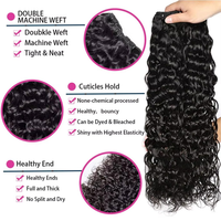 12A Extensions de cheveux humains vierges brésiliens, trame ultra double drawn Water Wave pour tissage, sans nœuds ni perte, douceur durable