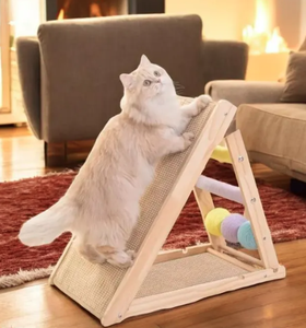 थोक बिक्री फोल्डेबल लकड़ी की बिल्ली खरोंच लाउंज बिल्ली रैंप आरामदायक घोंसले इनडोर लकड़ी के फ्रेम सिसल बिल्ली खरोंच - Product Image 2