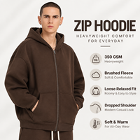Sweat-shirt à capuche zippé en molleton brossé 350 GSM, coupe ample à épaules tombantes, pour jeunes femmes, style décontracté, fournisseur direct d'usine OEM