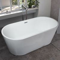 Baignoire autoportante ovale en acrylique blanc de luxe moderne avec fonction massage (bain à remous à air) et commande informatique, portable pour intérieur