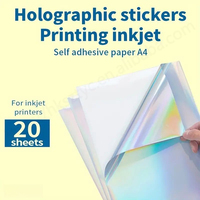 Papel adhesivo de impresión de inyección de tinta holográfica en blanco A4 para impresora de inyección de tinta