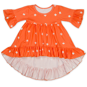 Robe pour filles style hip-hop à manches longues et volants, personnalisable par impression numérique, vente en gros de vêtements pour bébés - Product Image 2