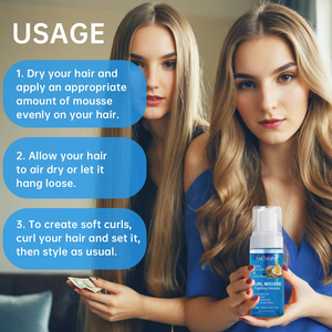 Mousse coiffante à la noix de coco pour cheveux bouclés, tenue longue durée, multifonctionnelle, coiffage et soin - Product Image 6