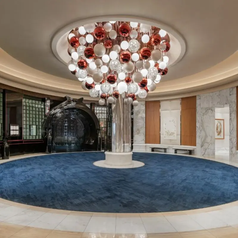 Custom Interior Decoration Hotel Lobby Exhibition Hall Stairwell Colorful Glass Ball Chandelier