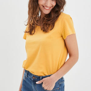 Camiseta de Verano de Manga Corta con Cuello Redondo, Tejido de Algodón Transpirable, Secado Rápido, Informal, para Mujer, Clima Cálido - Product Image 5