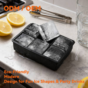 6-cavity Black, Easy-release, Food-grade Silicone Cube Tray, Reusable Soft Ball Mold, Specialty Ice <b>Cream</b> <b>Maker</b> - Product Image 1