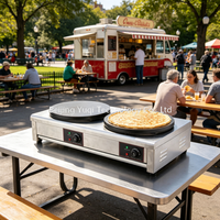 Crêpière professionnelle à double brûleur de 400 mm avec commande mécanique pour la restauration, les buffets et les cuisines de restaurants