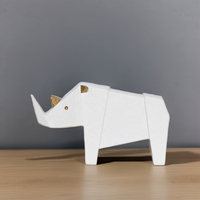 Objets de décoration intérieure pour la maison Artisanat personnalisé en résine Statue géométrique d'animal rhinocéros Sculpture Décoration intérieure