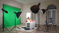 Kit d'éclairage LED Tianmei pour diffusion en direct 300W 200W avec boîte à lumière et trépied avec fond vert
