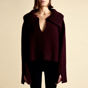 Nuovi Prodotti Abbigliamento Donna a Righe 2026 Inizio Primavera Nuovo Maglione a Maniche Lunghe con Scollo a V in <span class=keywords><strong>Misto</strong></span> <span class=keywords><strong>Lana</strong></span> <span class=keywords><strong>e</strong></span> <span class=keywords><strong>Cashmere</strong></span> - Product Image 3