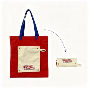New Contrast Color Design Canvas Tote <b>Bag</b> <b>Large</b> Capacity Folding <b>Shopping</b> <b>Bag</b> with Pocket Portable Beach <b>Bag</b> - Product Image 2