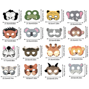 Set di 16 Maschere di Animali a Tema Safari per Decorazioni Festa Bambini, Leone, Tigre e Altri, Accessori per Foto Booth per Giochi dell'Asilo - Product Image 2