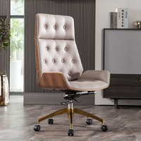 Chaise de bureau capitonnée orange, blanche et grise, chaise de bureau de luxe pour patron, PDG, Chesterfield, sans accoudoirs, en cuir