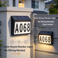 Lumière solaire pour numéro de maison, applique murale LED extérieure étanche, plaque d'adresse lumineuse pour maison, jardin, villa, porte