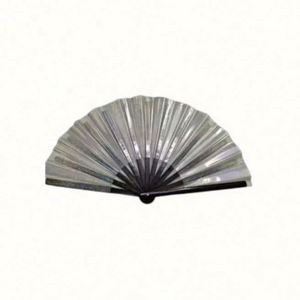 Ventilateur de 33 cm (13 pouces) en gros avec poignée en bambou noir et PVC transparent – Idéal pour les promotions et événements - Product Image 1