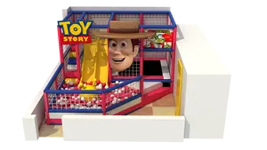 Thema von Spielzeuggeschichte Unterhaltungsausstattung Kunststoff-Innenraum-Spielplatz Kinder-Ballbecken mit Trampolin und Rutsche