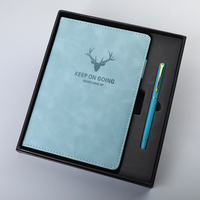 Ensemble cadeau de carnet 2024, luxe, vente en gros, impression de logo personnalisé, carnet en cuir PU relié, ensemble de carnet avec stylo