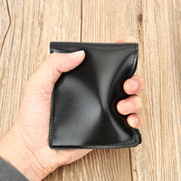 Dompet Kulit Pendek Lipat Dua MARRANT Vintage, Dompet Koin Depan, Tempat Kartu Kulit, Dompet Kulit Asli untuk Pria