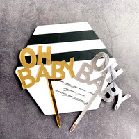 MOYI Vente en gros Décoration de gâteau en acrylique style Ins 'Oh Baby' pour baby shower et table de desserts