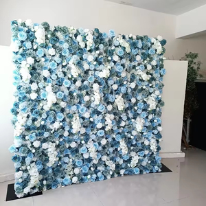 High-quality real touch Wedding Supplies Floral Wall Panel Decoration Blue Rose Flower Wall <b>Backdrop</b> - Product Image 2