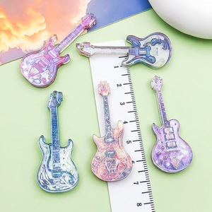 Colgante de guitarra de acrílico de doble cara, accesorio de joyería DIY para pulsera, collar, manualidades, 5 colores, mezcla y combina - Product Image 3