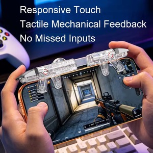 Manette de jeu mobile S9 à 6 doigts avec gâchettes rétractables, bouton LLMR, sans obstruction de la caméra, pression mécanique sensible pour jeux PUBG FPS, en ABS - Product Image 6