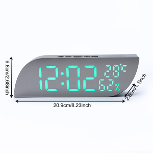 ساعة منبه حديثة LED بمرآة شحن USB ساعات مكتب للطلاب مع ميزات درجة حرارة الوقت والتقويم - Product Image 3