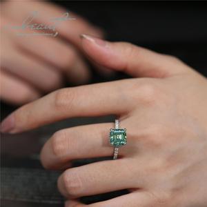Серебряное 925, оригинальное кольцо из 2,5 карата, бриллиантовое тестовое кольцо из зеленого муассанита для свадебных украшений - Product Image 3