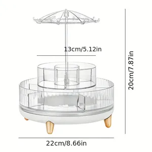 Rotating PET Transparent Modern Multifunction Office & Desktop <b>Makeup</b> Storage Jewelry Display Organizer <b>Box</b> - Product Image 6