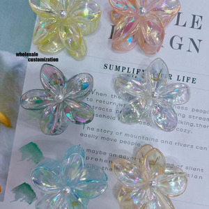 Summer <strong>Fantasy</strong> Women's Half <strong>Hair</strong> Clips Colorful Plumeria <strong>Hair</strong> Claws Back Head Bun Shark Clips Plastic Party Vacation Style - Product Image 1