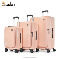Ensemble de valises PC légères trois pièces avec couvercle à accès rapide frontal, valise extensible à roulettes, fermeture éclair