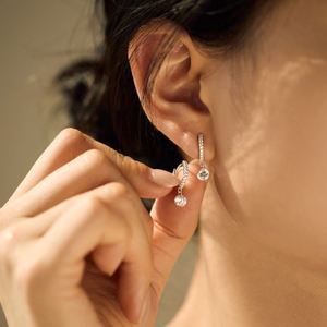 Dylam Jewelry Supplier Manufacturer 925 <b>Silver</b> Elegance Design Dangle 5A Zirconia <b>Clip</b>-on Hoop Earrings Jewelry for Women - Product Image 2