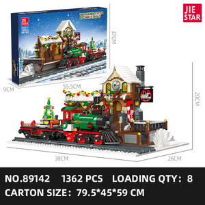 JIESTAR 89142 1362PCS <span class=keywords><strong>Train</strong></span> Serie Christmas Winter <span class=keywords><strong>Train</strong></span> Station Building Block Model Technical Educational Toy Festival Gift - Product Image 6